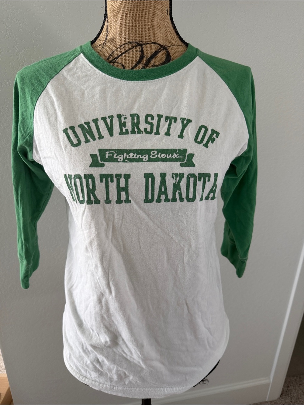 University of North Dakota Raglan Tee - White & Green